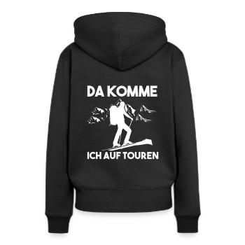 Skitour Skibergsteigen Tiefschnee Winter Geschenk - Frauen Premium Bio Hoodie - Schwarz - Hinten - Julia (174cm)