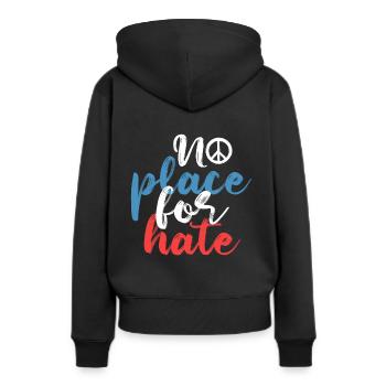 No Place For Hate Peace Hippie Respect Gift - Sweat à capuche Premium bio Femme - noir - Dos - Julia (174cm)