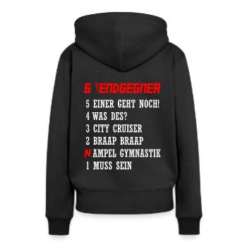 Endgegner Motorrad Fahren Motorradfahrer Geschenk - Frauen Premium Bio Hoodie - Schwarz - Hinten - Julia (174cm)