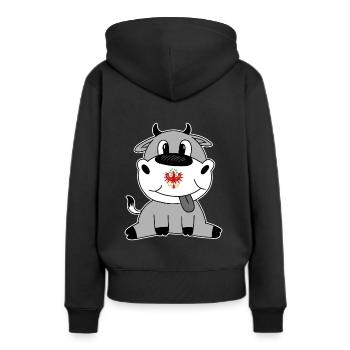 Grauvieh Tirol Kuh Bauer Rind Landwirt Geschenk - Frauen Premium Bio Hoodie - Schwarz - Hinten - Julia (174cm)