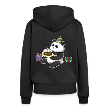 Anniversaire panda anniversaire - Sweat à capuche Premium bio Femme - noir - Dos - Julia (174cm)