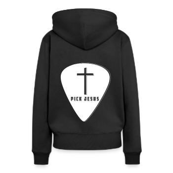 Cadeaux guitares Plektrum guitare e-shirt Jésus - Sweat à capuche Premium bio Femme - noir - Dos - Julia (174cm)