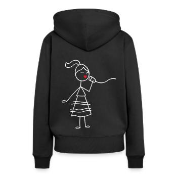 Geschenk Partnerlook Freundinnen Freundschaft BFF - Frauen Premium Bio Hoodie - Schwarz - Hinten - Julia (174cm)