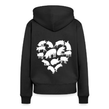 Schweine Schwein Shirt Geschenk Bauer - Frauen Premium Bio Hoodie - Schwarz - Hinten - Julia (174cm)