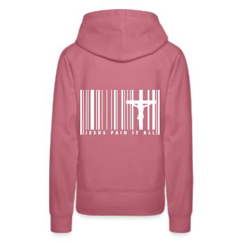 Jesus Barcode Bar Code T-Shirt Gift Faith - Women’s Premium Organic Hoodie - mauve - Back - Isabella (175cm)