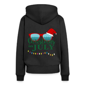 noël en juillet,juillet - Sweat à capuche Premium bio Femme - noir - Dos - Julia (174cm)