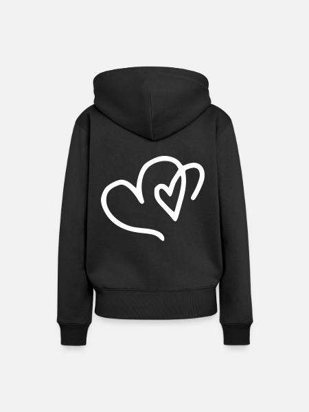 Herz Emoji Skizze - Frauen Premium Bio Hoodie - Schwarz