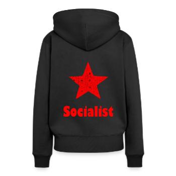 Socialiste - Sweat à capuche Premium bio Femme - noir - Dos - Julia (174cm)