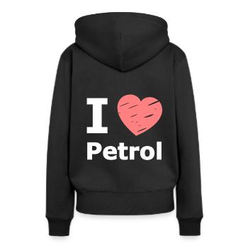 J’adore l’essence - Sweat à capuche Premium bio Femme - noir - Dos - Julia (174cm)
