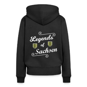 Les légendes saxonnes - Sweat à capuche Premium bio Femme - noir - Dos - Julia (174cm)