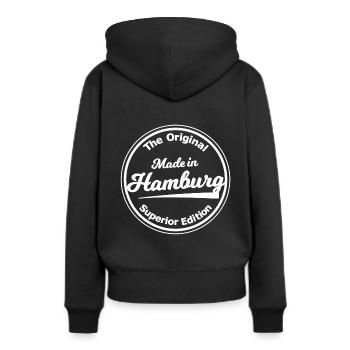 La ville hanséatique de Hambourg - Sweat à capuche Premium bio Femme - noir - Dos - Julia (174cm)