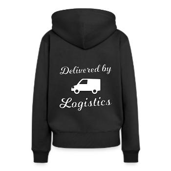 Die Logistik Lieferung - Frauen Premium Bio Hoodie - Schwarz - Hinten - Julia (174cm)
