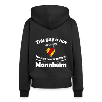 Chez lui à Mannheim - Sweat à capuche Premium bio Femme - noir - Dos - Julia (174cm)