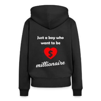 Le millionnaire - Sweat à capuche Premium bio Femme - noir - Dos - Julia (174cm)
