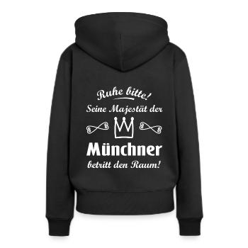 Herrscher aus München - Frauen Premium Bio Hoodie - Schwarz - Hinten - Julia (174cm)