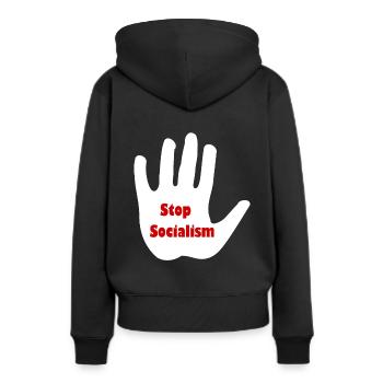 Beendet die sozialistische Bewegung - Frauen Premium Bio Hoodie - Schwarz - Hinten - Julia (174cm)