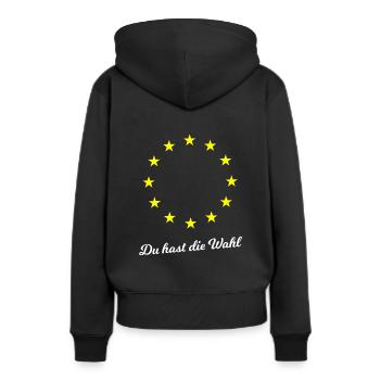 Für Europa wählen gehen - Frauen Premium Bio Hoodie - Schwarz - Hinten - Julia (174cm)