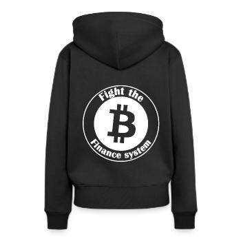 Sei Deine eigene Bank - Frauen Premium Bio Hoodie - Schwarz - Hinten - Julia (174cm)