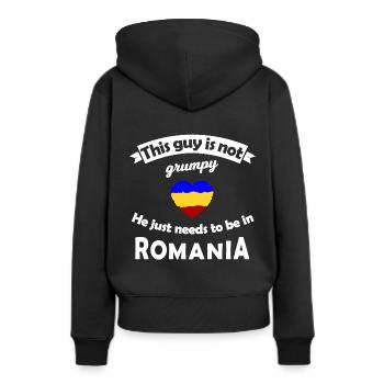 Le mal du pays en Roumanie - Sweat à capuche Premium bio Femme - noir - Dos - Julia (174cm)