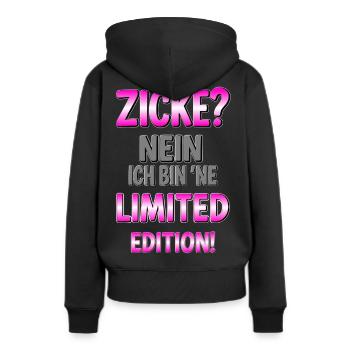 Limitierte Edition Spruch - Frauen Premium Bio Hoodie - Schwarz - Hinten - Julia (174cm)