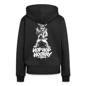 HOP HOP HOURRA Bunny - Sweat à capuche Premium bio Femme - noir - Dos - Julia (174cm)
