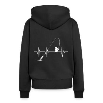 Pêche en haute mer - Sweat à capuche Premium bio Femme - noir - Dos - Julia (174cm)