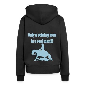 Seul un homme reining est un vrai homme - Sweat à capuche Premium bio Femme - noir - Dos - Julia (174cm)