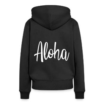 Aloha - Sweat à capuche Premium bio Femme - noir - Dos - Julia (174cm)