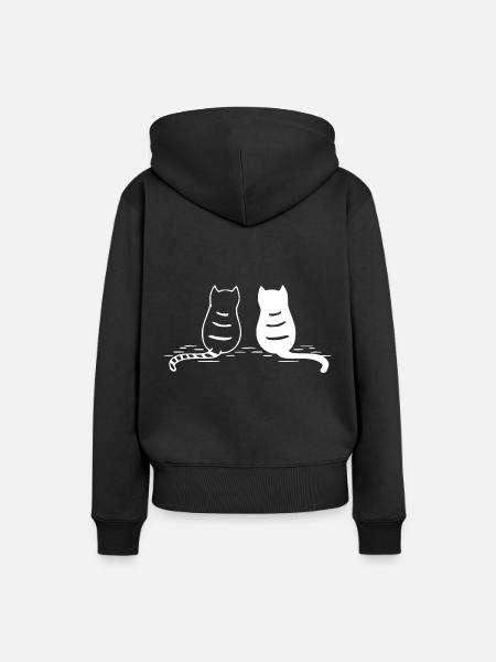 sitzende Katzen - Frauen Premium Bio Hoodie - Schwarz