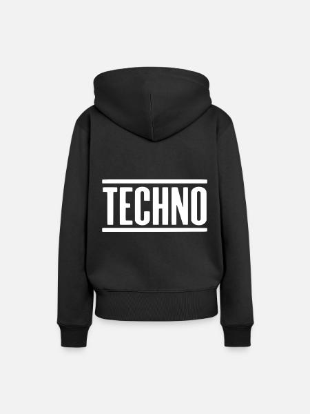 TECHNO - Frauen Premium Bio Hoodie - Schwarz