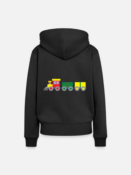 Bunter Spielzeug Zug - Frauen Premium Bio Hoodie - Schwarz