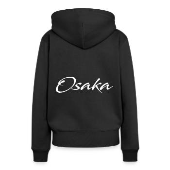 Osaka - Sweat à capuche Premium bio Femme - noir - Dos - Julia (174cm)
