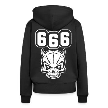 Diable 666 - Sweat à capuche Premium bio Femme - noir - Dos - Julia (174cm)