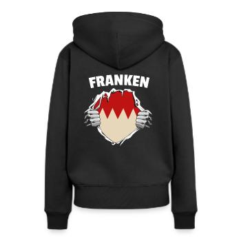 Franken Franke Oberfranken Mittelfranken Unterfran - Frauen Premium Bio Hoodie - Schwarz - Hinten - Julia (174cm)