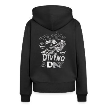 Heute ist ein Tauchtag Day Kreide Geschenk - Frauen Premium Bio Hoodie - Schwarz - Hinten - Julia (174cm)