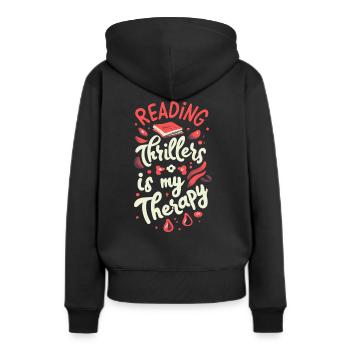La lecture de thrillers est ma thérapie - Sweat à capuche Premium bio Femme - noir - Dos - Julia (174cm)
