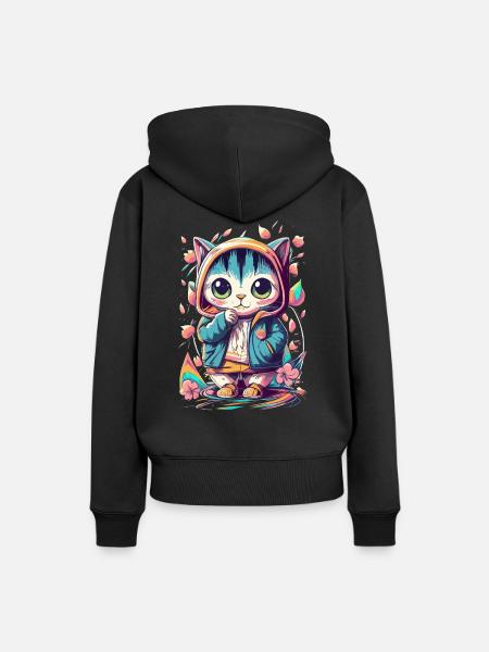 süßes Kawaii Kätzchen Japan - Frauen Premium Bio Hoodie - Schwarz