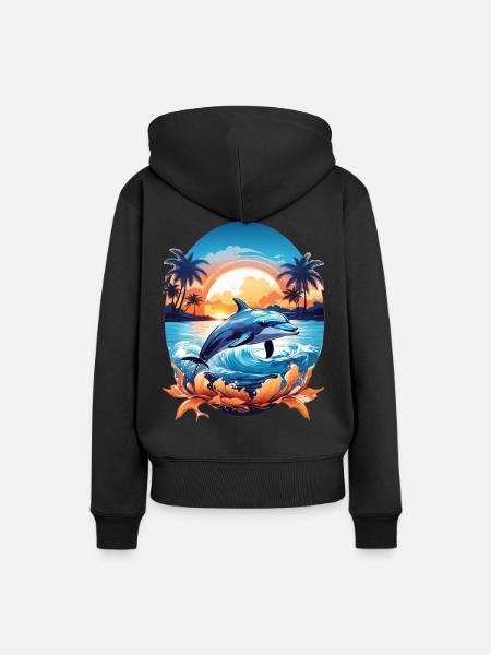 Delfin - Frauen Premium Bio Hoodie - Schwarz