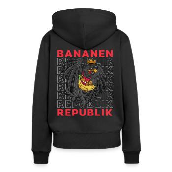Bananenrepublik Österreich Bundesadler Österreich - Frauen Premium Bio Hoodie - Schwarz - Hinten - Julia (174cm)