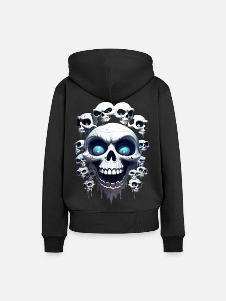 Lustige Skelettköpfe - Frauen Premium Bio Hoodie - Schwarz