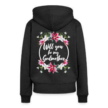 Voulez-vous être mon marraine de baptême baptême - Sweat à capuche Premium bio Femme - noir - Dos - Julia (174cm)