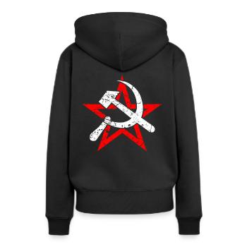 Hammer Sichel Sowjetunion Kommunismus - Frauen Premium Bio Hoodie - Schwarz - Hinten - Julia (174cm)