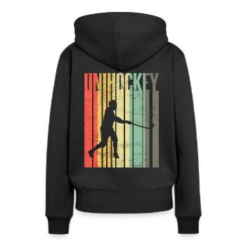 Unihockey - Frauen Premium Bio Hoodie - Schwarz - Hinten - Julia (174cm)