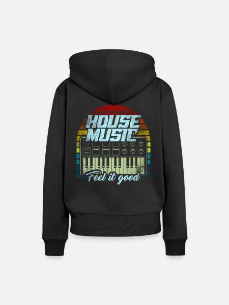 House Musik - Frauen Premium Bio Hoodie - Schwarz