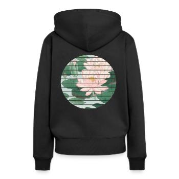 Japanische Seerose - Frauen Premium Bio Hoodie - Schwarz - Hinten - Julia (174cm)