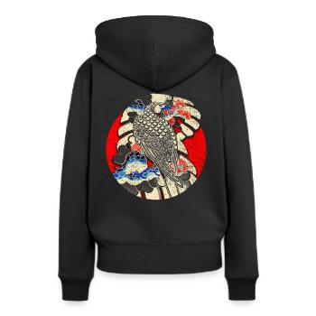 Vogel - Japanische Kunst - Frauen Premium Bio Hoodie - Schwarz - Hinten - Julia (174cm)