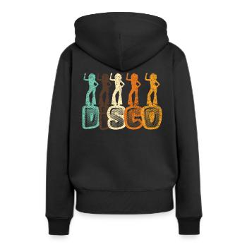 Discothèque - Sweat à capuche Premium bio Femme - noir - Dos - Julia (174cm)