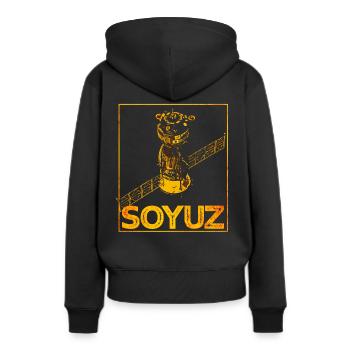 Sojus Raumschiff Sowjetunion - Frauen Premium Bio Hoodie - Schwarz - Hinten - Julia (174cm)