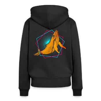 Baleine à bosse - Sweat à capuche Premium bio Femme - noir - Dos - Julia (174cm)