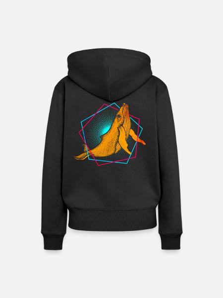 Buckelwal - Frauen Premium Bio Hoodie - Schwarz